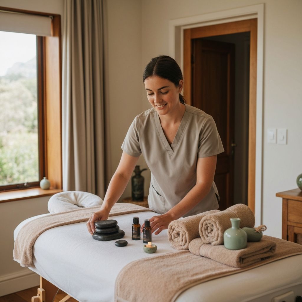 Professional mobile massage setup in a home setting